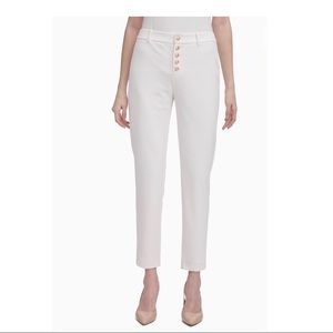 CALVIN KLEIN EMBOSSED BUTTON ANKLE PANTS